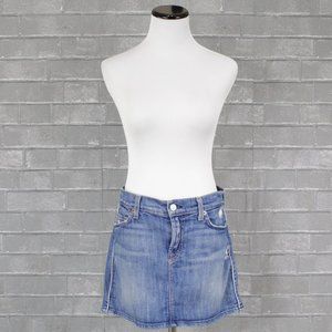 7FAM Distressed Denim MR Mini Skirt 29